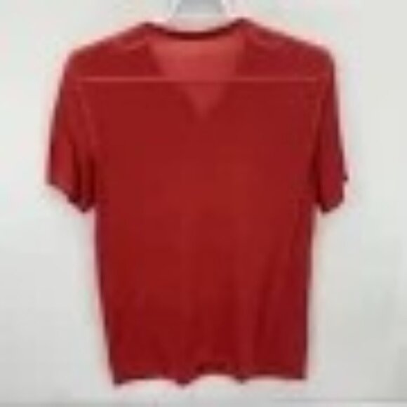 Lucky Brand Sheer Red Venice Burnout Henley T-Shirt Size L - Picture 3 of 3